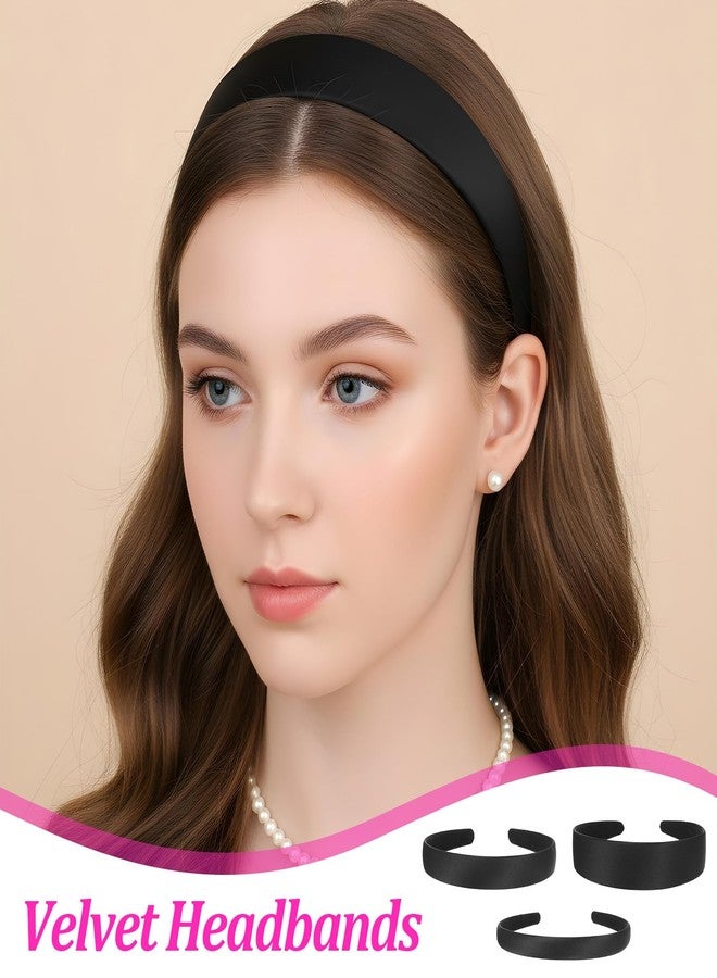 Jeffdad مجموعة جيفداد من 3 عصابات رأس سوداء للنساء، عصابات رأس مخملية سوداء مبطنة، عصابات رأس عصرية غير قابلة للانزلاق، عصابات رأس مبطنة بدون أسنان، حلقات سميكة، إكسسوارات شعر للنساء والفتيات - Image 4